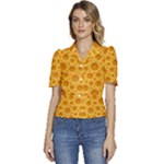 Cheese Texture Food Textures Puffed Short Sleeve Button Up Jacket