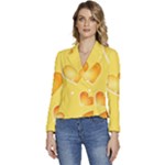 Cheese Texture, Macro, Food Textures, Slices Of Cheese Women s Long Sleeve Revers Collar Cropped Jacket