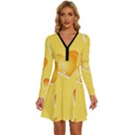 Cheese Texture, Macro, Food Textures, Slices Of Cheese Long Sleeve Deep V Mini Dress 