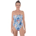 Berries Foliage Seasons Branches Seamless Background Nature Tie Back One Piece Swimsuit