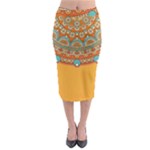 Mandala orange Midi Pencil Skirt