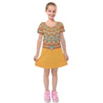 Mandala orange Kids  Short Sleeve Velvet Dress