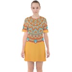 Mandala orange Sixties Short Sleeve Mini Dress