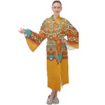 Mandala orange Maxi Velvet Kimono