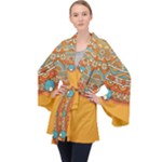 Mandala orange Long Sleeve Velvet Kimono 