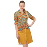 Mandala orange Long Sleeve Mini Shirt Dress