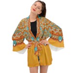 Mandala orange Long Sleeve Kimono