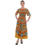 Mandala orange Shoulder Straps Boho Maxi Dress 