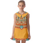 Mandala orange Kids  Pilgrim Collar Ruffle Hem Dress