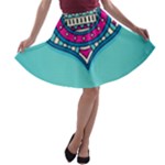 Mandala blue A-line Skater Skirt