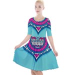 Mandala blue Quarter Sleeve A-Line Dress