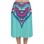 Mandala blue Velvet Flared Midi Skirt