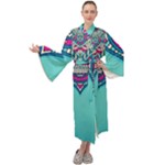 Mandala blue Maxi Velvet Kimono