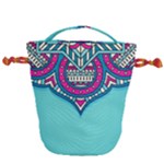 Mandala blue Drawstring Bucket Bag