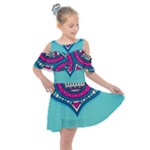 Mandala blue Kids  Shoulder Cutout Chiffon Dress