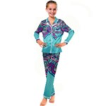 Mandala blue Kids  Satin Long Sleeve Pajamas Set