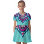 Mandala blue Kids  Short Sleeve Pinafore Style Dress