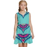 Mandala blue Kids  Sleeveless Tiered Mini Dress