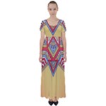 Mandala sun High Waist Short Sleeve Maxi Dress