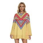Mandala sun Round Neck Long Sleeve Bohemian Style Chiffon Mini Dress