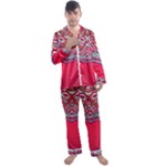 Mandala red Men s Long Sleeve Satin Pajamas Set
