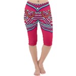 Mandala red Lightweight Velour Cropped Yoga Leggings