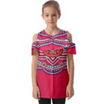 Mandala red Fold Over Open Sleeve Top