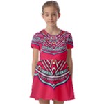 Mandala red Kids  Short Sleeve Pinafore Style Dress