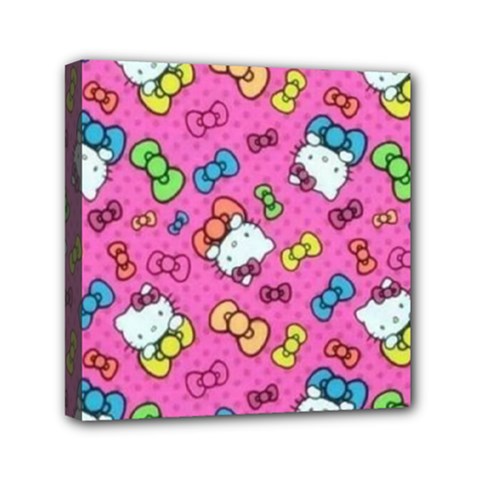 Hello Kitty, Cute, Pattern Mini Canvas 6  x 6  (Stretched) from UrbanLoad.com
