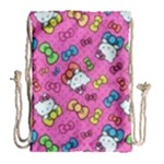 Hello Kitty, Cute, Pattern Drawstring Bag (Large)