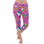 Hello Kitty, Cute, Pattern Lightweight Velour Capri Yoga Leggings