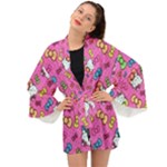 Hello Kitty, Cute, Pattern Long Sleeve Kimono
