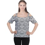Monochrome Maze Design Print Cutout Shoulder T-Shirt