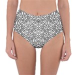 Monochrome Maze Design Print Reversible High-Waist Bikini Bottoms