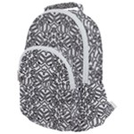 Monochrome Maze Design Print Rounded Multi Pocket Backpack