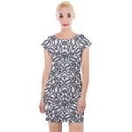 Monochrome Maze Design Print Cap Sleeve Bodycon Dress