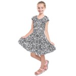 Monochrome Maze Design Print Kids  Short Sleeve Dress