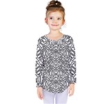 Monochrome Maze Design Print Kids  Long Sleeve T-Shirt