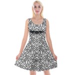 Monochrome Maze Design Print Reversible Velvet Sleeveless Dress