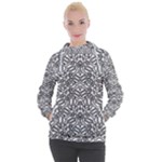 Monochrome Maze Design Print Women s Hooded Pullover