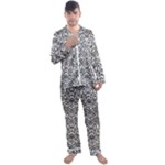 Monochrome Maze Design Print Men s Long Sleeve Satin Pajamas Set