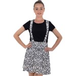 Monochrome Maze Design Print Velvet Suspender Skater Skirt