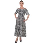 Monochrome Maze Design Print Shoulder Straps Boho Maxi Dress 