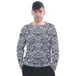 Monochrome Maze Design Print Men s Long Sleeve Raglan T-Shirt