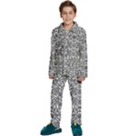 Monochrome Maze Design Print Kids  Long Sleeve Velvet Pajamas Set