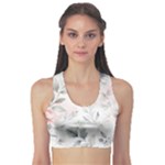 Light Grey and Pink Floral Fitness Sports Bra