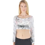 Light Grey and Pink Floral Long Sleeve Crop Top