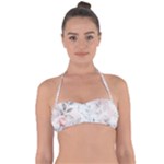 Light Grey and Pink Floral Tie Back Bikini Top