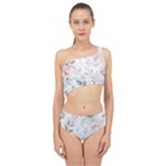 Light Grey and Pink Floral Spliced Up Two Piece Swimsuit