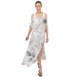Light Grey and Pink Floral Maxi Chiffon Cover Up Dress
